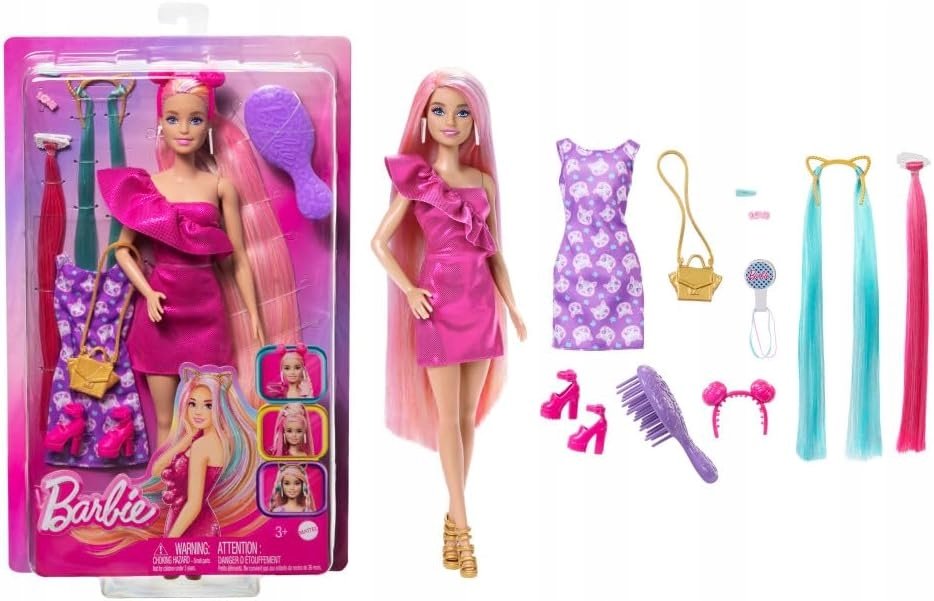 Barbie Totally Hair Lalka Laleczka Akcesoria Do Układania Włosów Prezent
