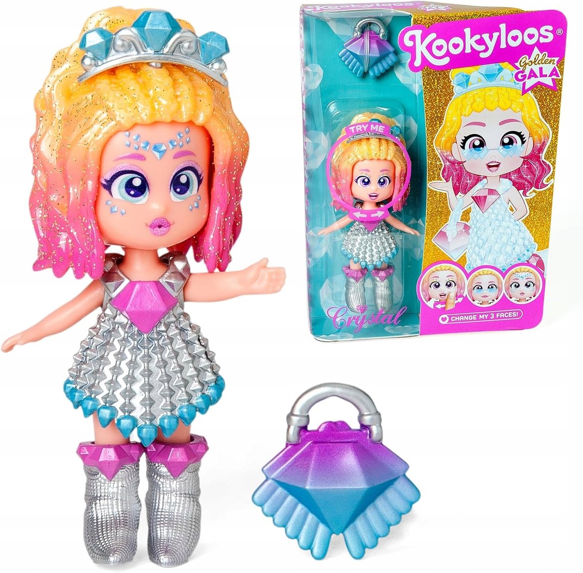 KOOKYLOOS CRYSTAL LALKA GOLDEN GALA LALECZKA AKCESORIA PREZENT DLA DZIECI