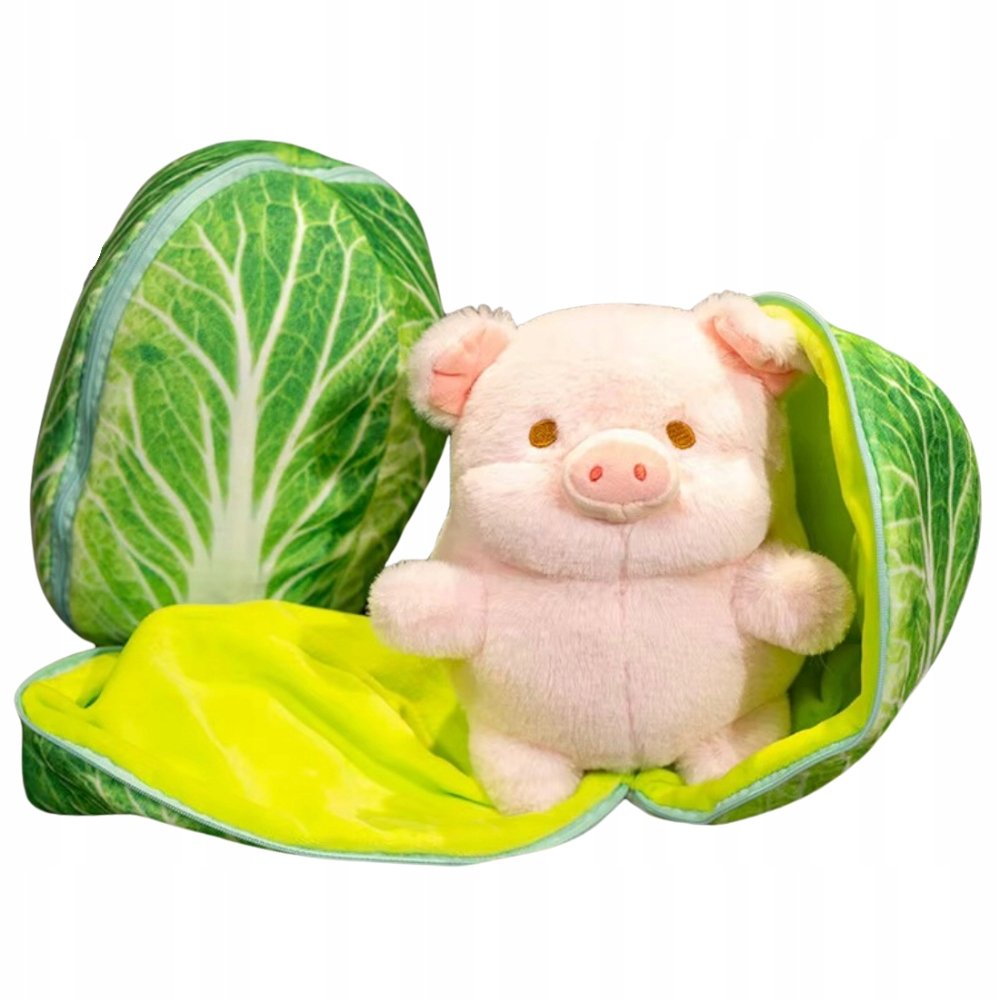 ŚWINKA RÓŻOWA UROCZA W KAPUŚCIE W POKROWCU PLUSZOWA MASKOTKA PODUSZKA 25 CM