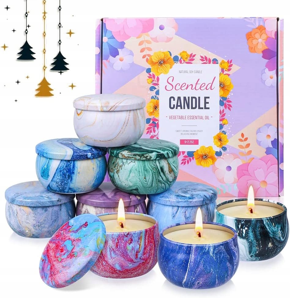 ŚWIECZKI ZAPACHOWE 9x NATURALNE ŚWIECE DOMOWE SOJOWE ŚWIĄTECZNE PREZENT