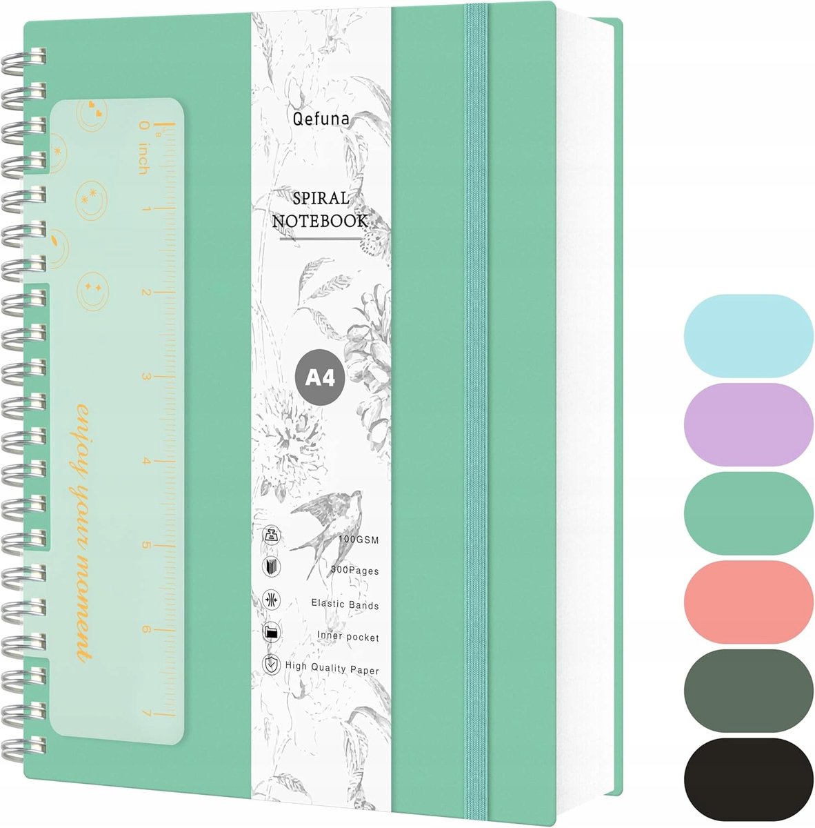 NOTATNIK A5 300 STRON 100 G/M² DZIENNIK W KROPKI SPIRALNY TWARDA OKŁADKA