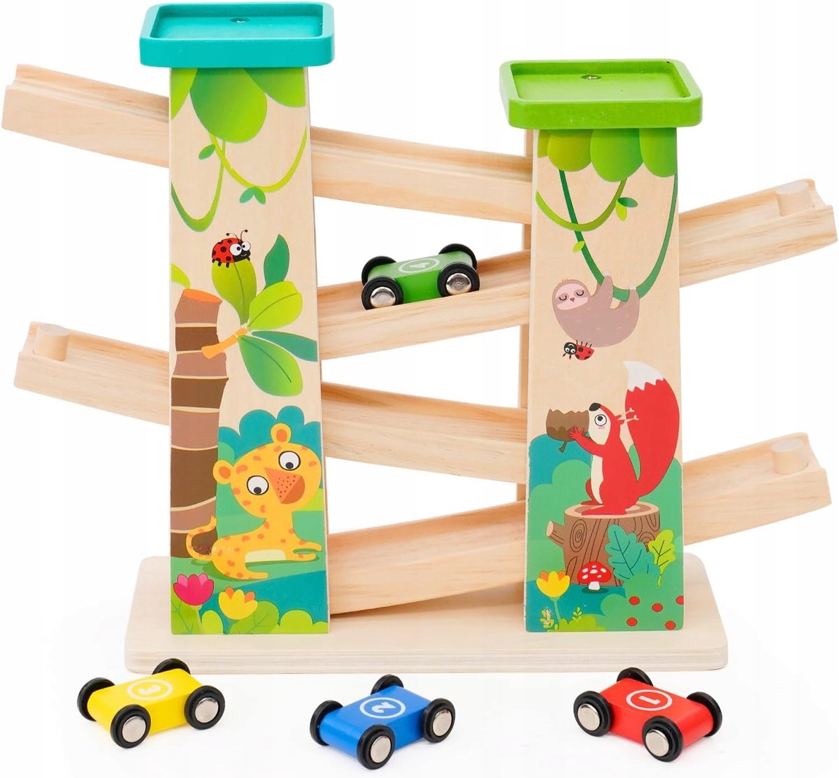 DREWNIANY TOR SAMOCHODOWY TOR WYŚCIGOWY ZJEŻDZALNIA SAMOCHODOWA DLA DZIECI