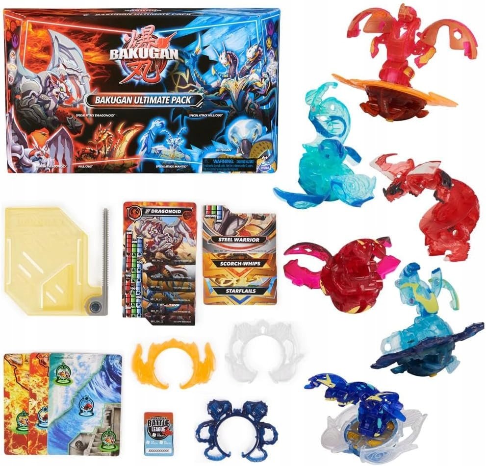 BAKUGAN ZESTAW 6 figurek KARTY + AKCESORIA BAKUGANY PREZENT DLA DZIECI