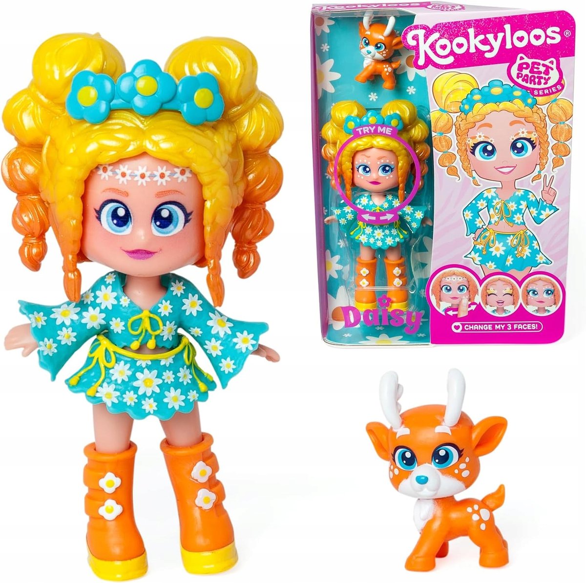 KOOKYLOOS Pet Party Daisy LALECZKA LALKA AKCESORIA PREZENT DLA DZIECI