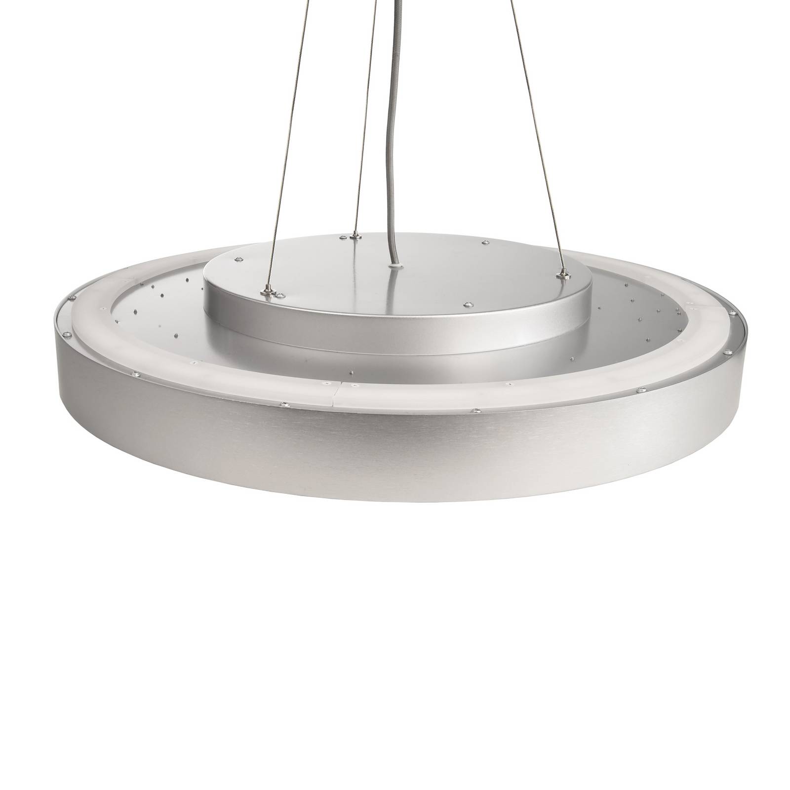 Deko-Light Lampa wisząca Menkar LED, kolor srebrny, Ø 60 cm, CCT, góra/dół Menkar, możliwość ściemniania, aluminiowy / szary / cynkowy, aluminium, nowoczesny