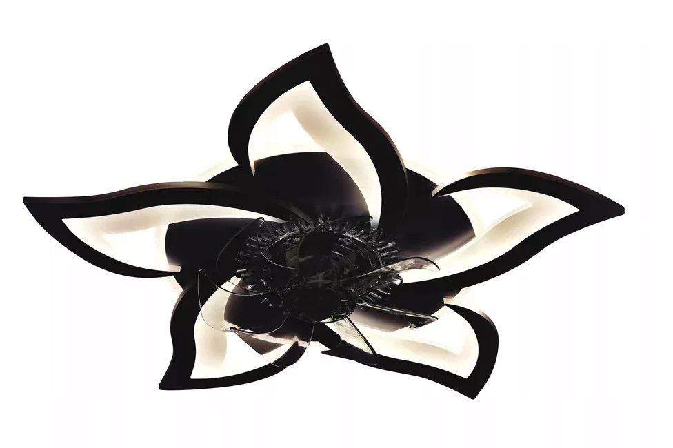 Nowoczesna Lampa Sufitowa z Wiatrakiem LED Plafon z Pilotem Wiatrak Czarny