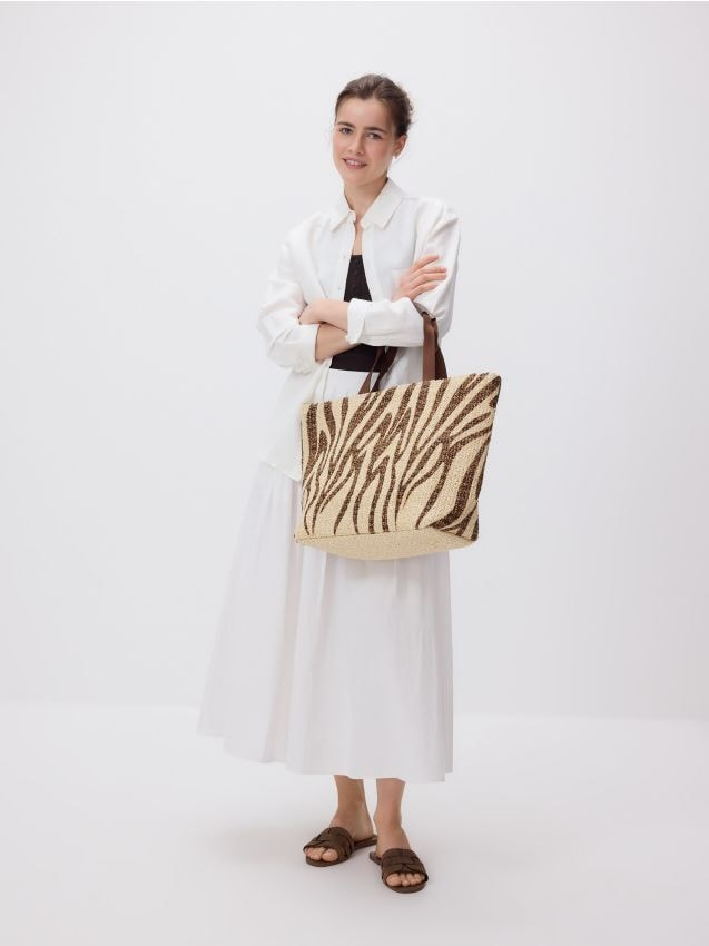 Reserved - Słomkowa torebka shopper - wielobarwny