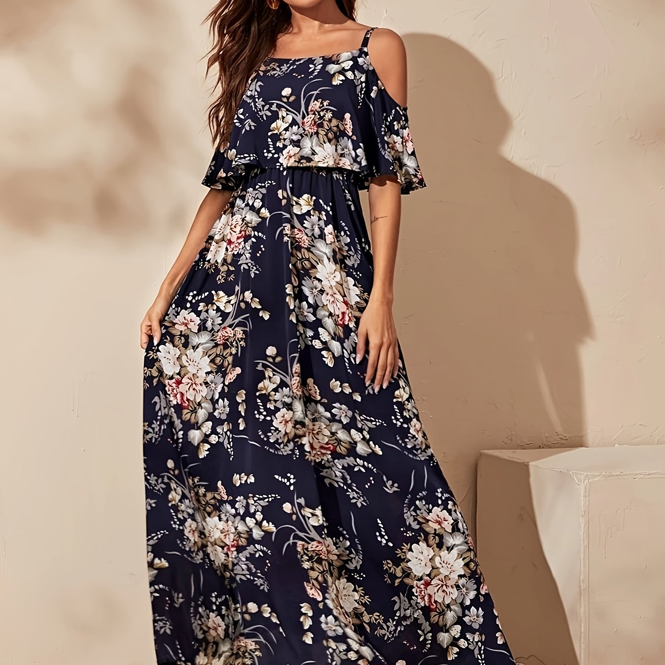 TEMU Elegancka Mini Sukienka w Kwiaty dla Kobiet