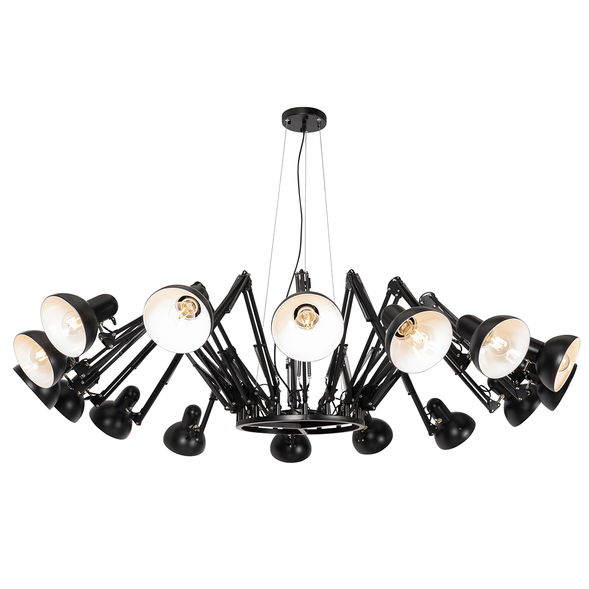 QAZQA Inteligentna lampa wisząca czarna 16-punktowa regulowana z 16 Wifi A60 - Hobby Spinne