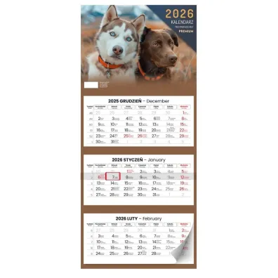 Kalendarz 2026 trzymiesięczny premium