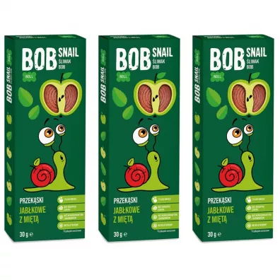 Bob Snail Przekąska jabłkowo-miętowa z owoców bez dodatku cukru Zestaw 3 x 30 g