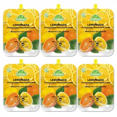 Purena Koncentrat lemoniady cytrynowo-pomarańczowej na 2l Zestaw 6 x 340 g