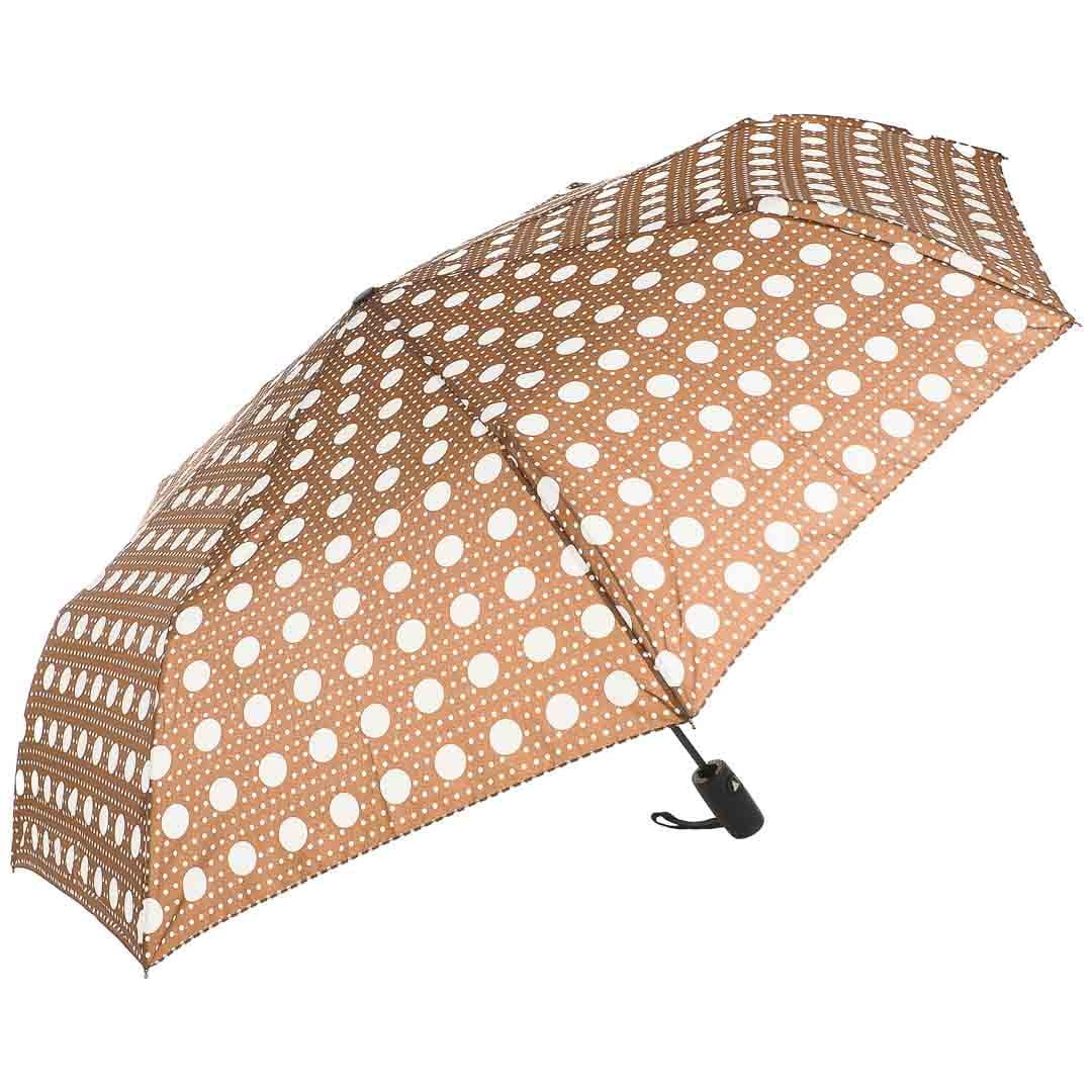 Parasol brązowy w kółka damski półautomat