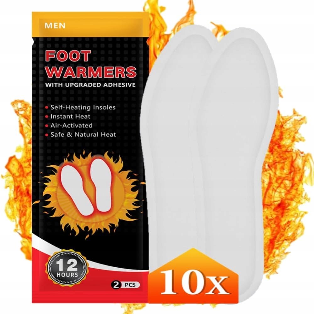 OGRZEWANE WKŁADKI DO STÓP ZESTAW WKŁADEK 10 PAR OGRZEWACZ STÓP ZIMA 36 - 39