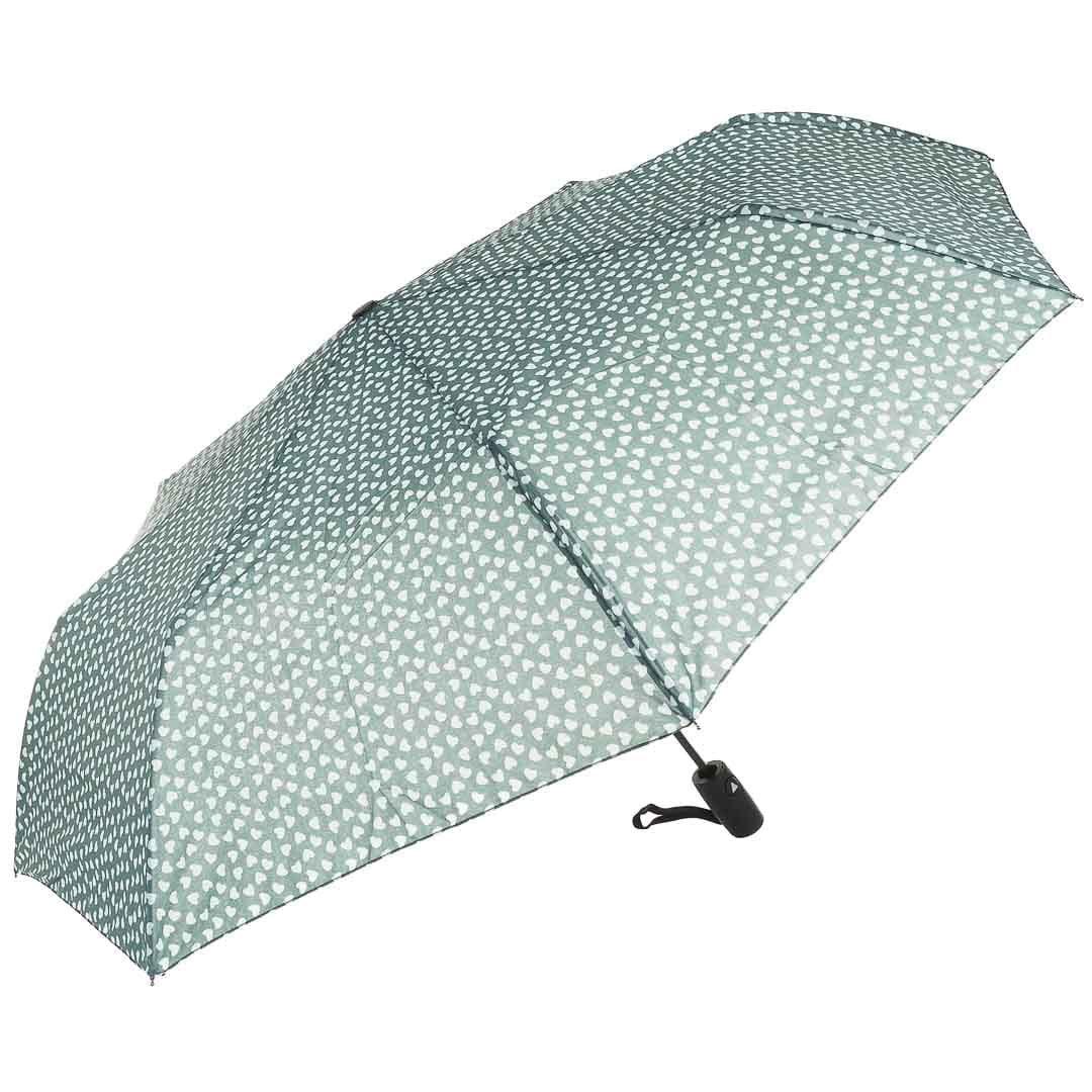 Parasol ciemnozielony w serca damski półautomat