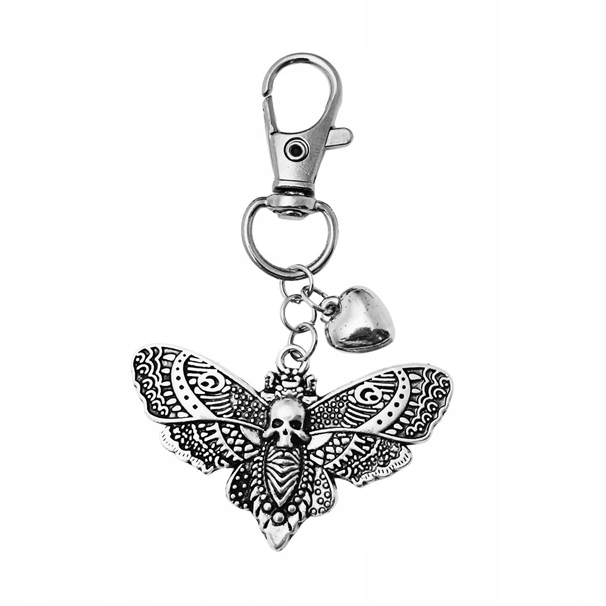 Breloczek ćma mistyczna Goth Punk Death Brelok srebrnyKarabińczyk