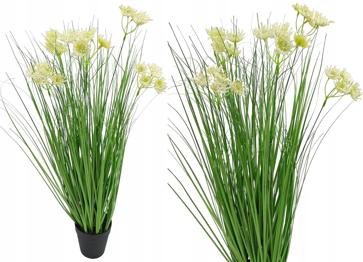 Sztuczna trawa w doniczce jak żywa GĘSTA 55 cm WYSOKA z kwiatami