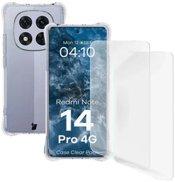 Bizon Elastyczne etui + 2x folia na ekran Case Clear Pack do Xiaomi Redmi Note 14 Pro 4G