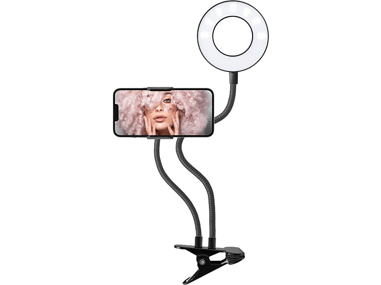 Uchwyt z lampą LED Ring SBS Live Stream Pro TESELFIESPOTRING Czarno-biały