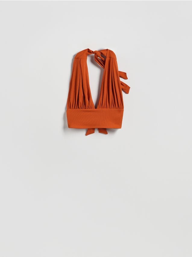 Reserved - Krótki top halter - pomarańczowy