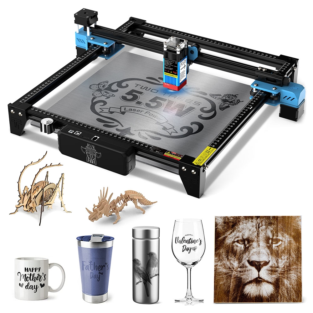 TWO TREES TTS-55 Pro 5 5W Laser Engraver LD FAC C-Lens 32-bit Mainboard 0 08*0 08mm Compressed Spot 0 1mm Precision 30 000