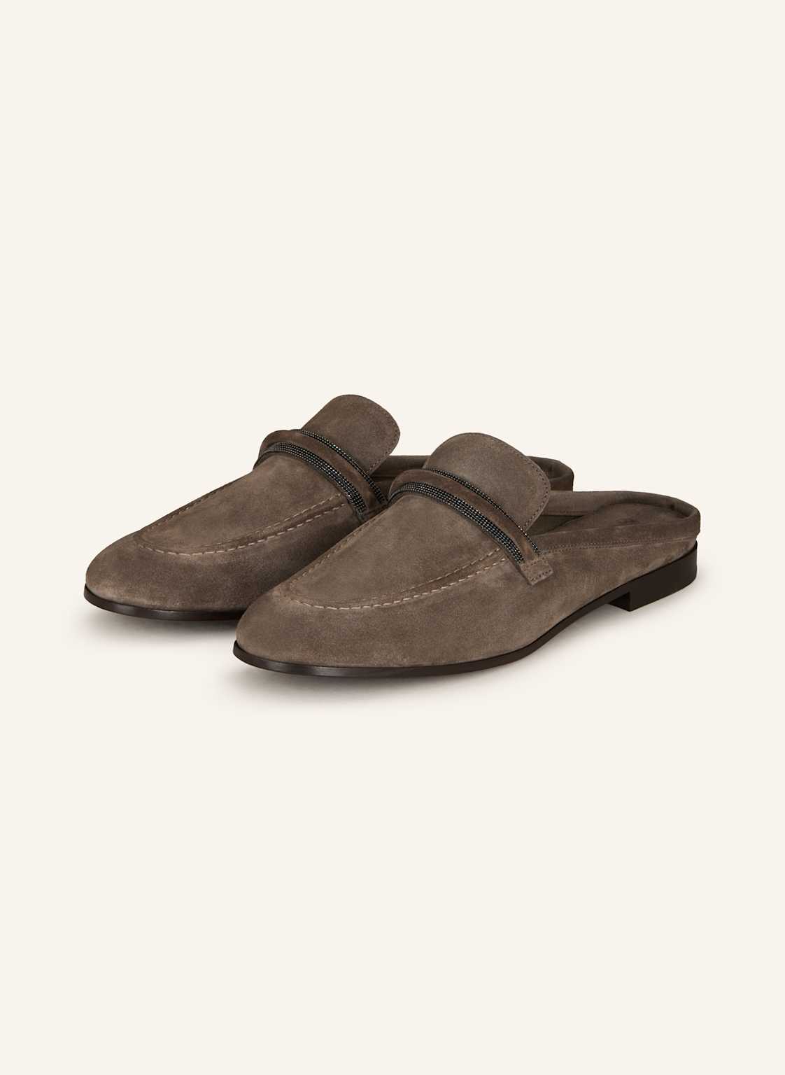 Brunello Cucinelli Mules Z Ozdobnymi Kamykami braun