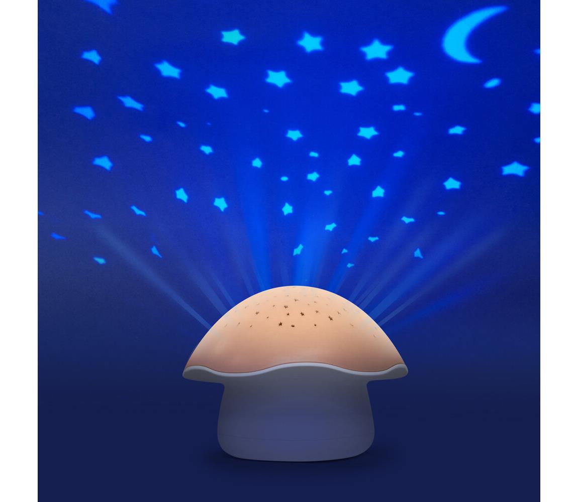 PABOBO - Projektor z muzyką STAR MUSHROOM 3xAA łososiowy