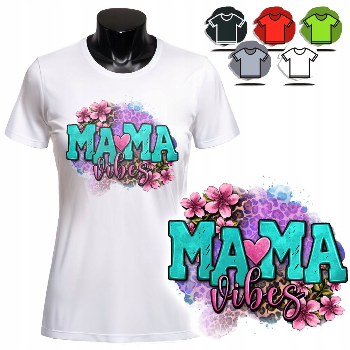 KOSZULKA DAMSKA Z NADRUKIEM T-SHIRT - MAMA LIBES - 3XL