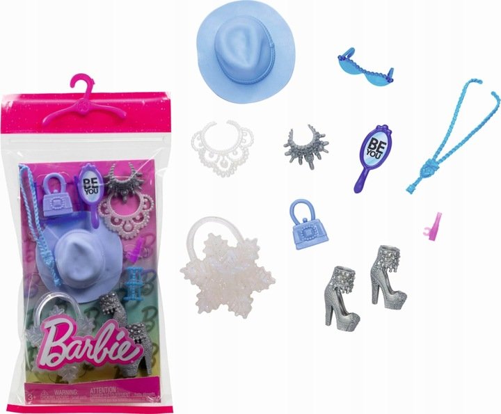 BARBIE Zestaw 11 Elementów Akcesoria Modowe NIEBIESKI KAPELUSZ
