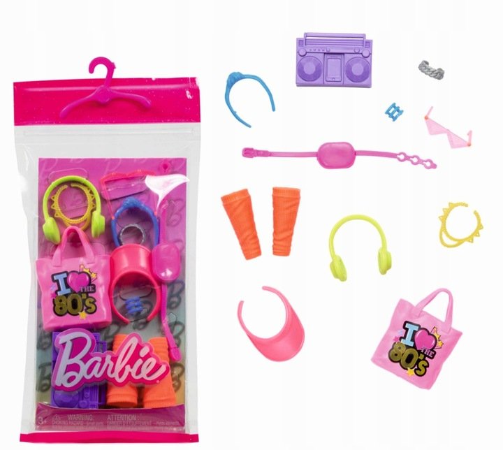 BARBIE Zestaw 11 Elementów Akcesoria Modowe RÓŻOWA TORBA MATTEL