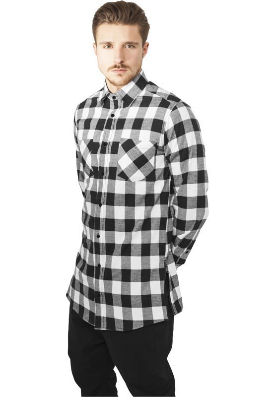 koszula SIDE-ZIP LONG CHECKED FLANELL blk/wht-M