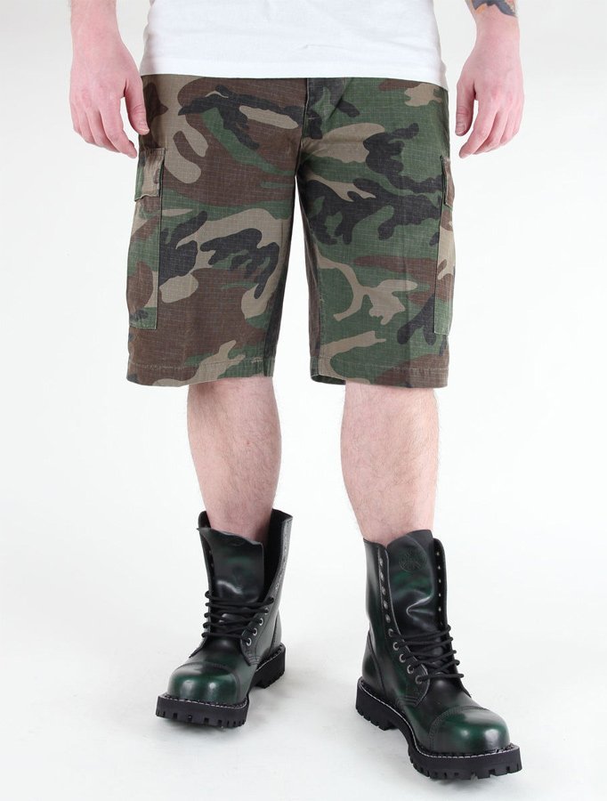spodnie bojówki krótkie US BERMUDA RIP-STOP COTTON PREWASH WOODLAND-XL