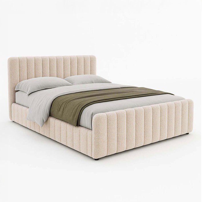 Łóżko tapicerowane z pojemnikiem SFG0167 180x200 Boucle Beż #4
