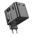 Uniwersalny adapter podróżny JELLICO S9 PD 2xUSB-C + 1xUSB 3.4A Max 2500W Czarny