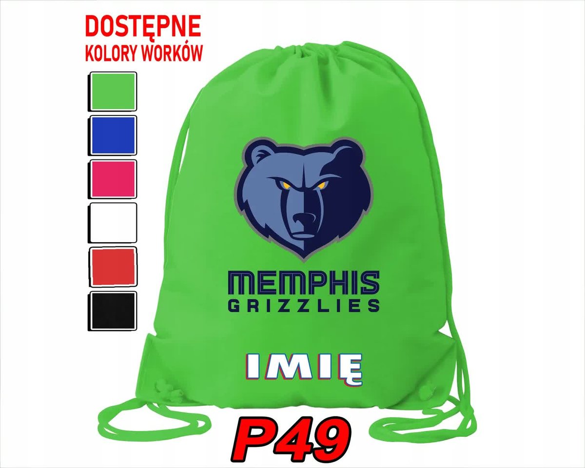 Worek Szkolny Na Wf Trening Buty Sportowy Dla Fana Memphis Grizzles Nba