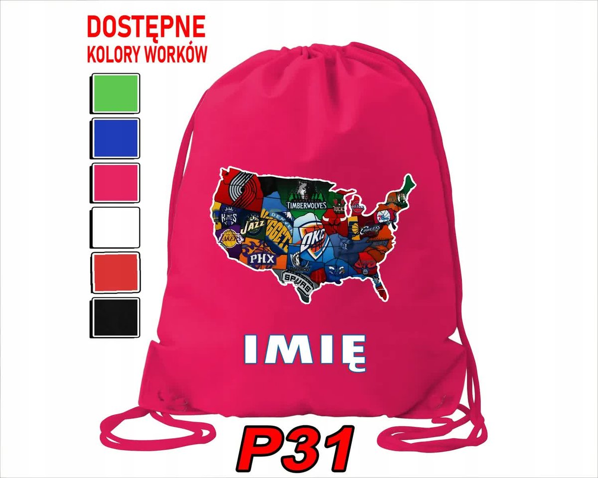 Worek Szkolny Na Wf Trening Buty Sportowy Dla Fana Mapa Klubów Nba Basket
