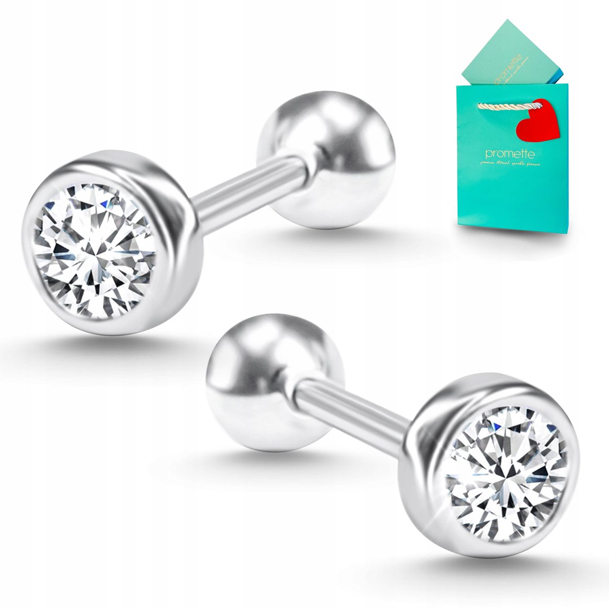 Kolczyki zakręcane srebrne sztyfty z cyrkoniami helix srebro 925