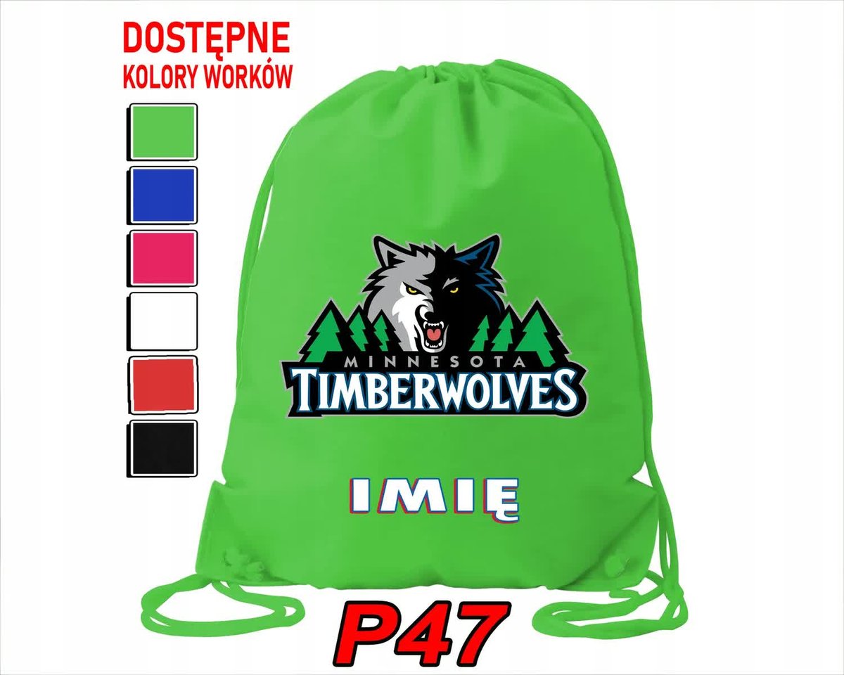 Worek Szkolny Na Wf Trening Buty Sportowy Dla Fana Minnesota Timberwolves