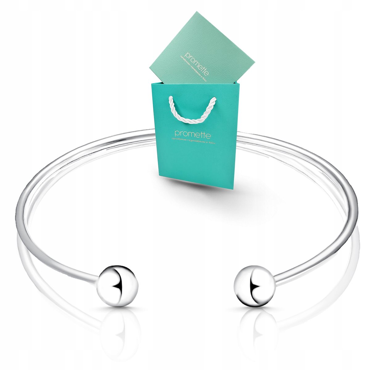 Bransoletka srebrna sztywna damska bangle z kulkami kule srebro 925