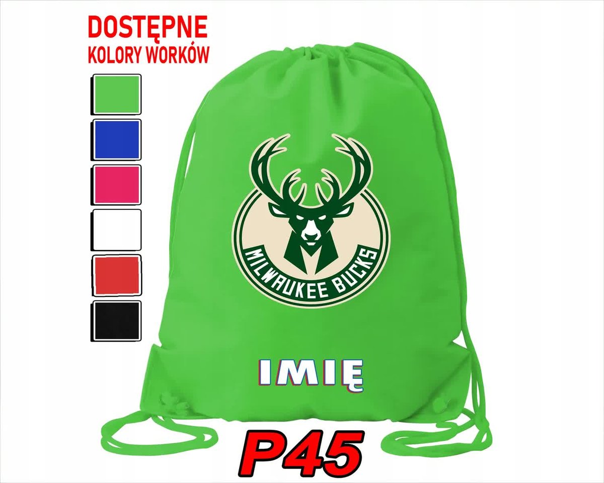 Worek Szkolny Na Wf Trening Buty Sportowy Dla Fana Milwaukee Bucks Nba