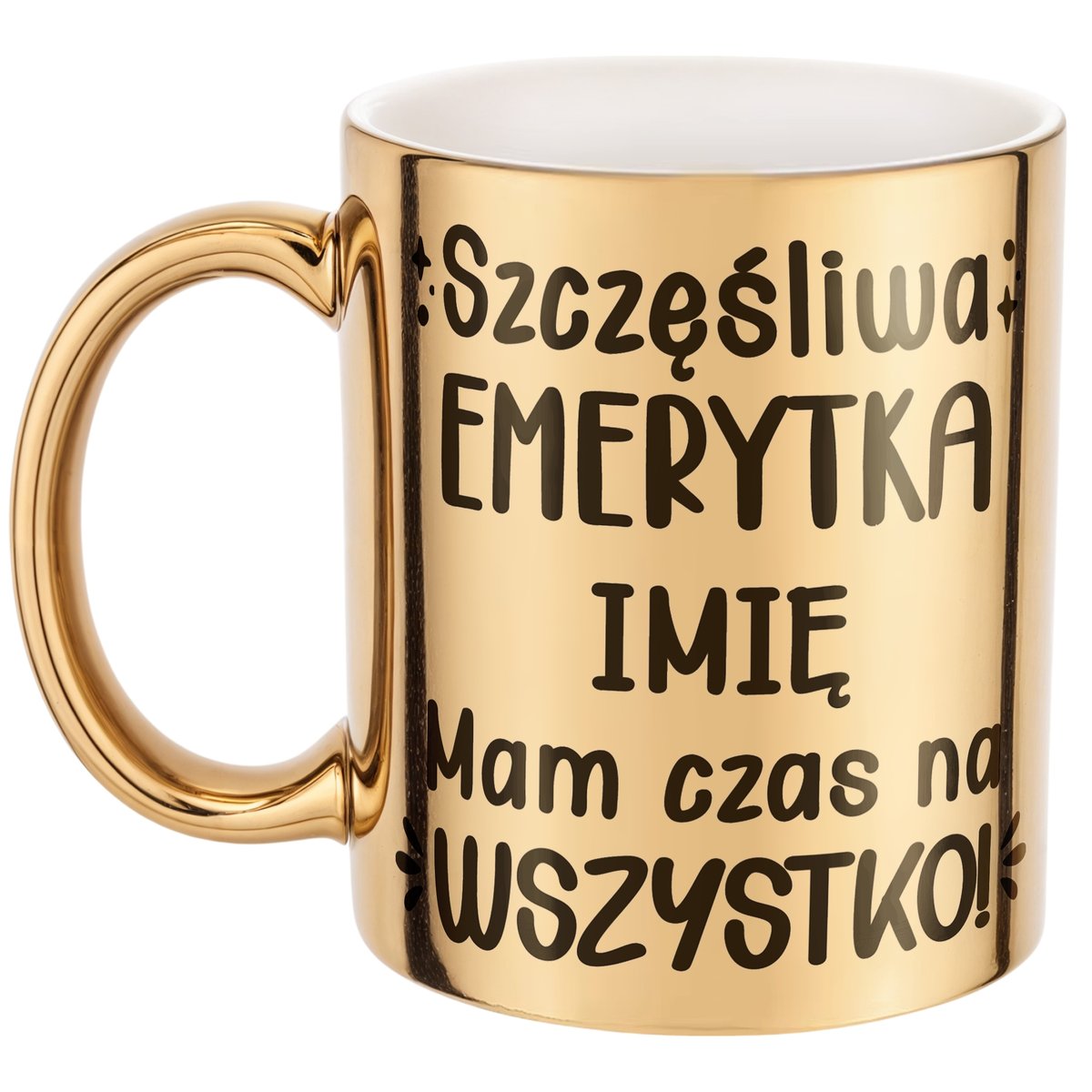 Złoty Kubek ceramiczny Personalizowany z okazji Emerytury Dla Emerytki