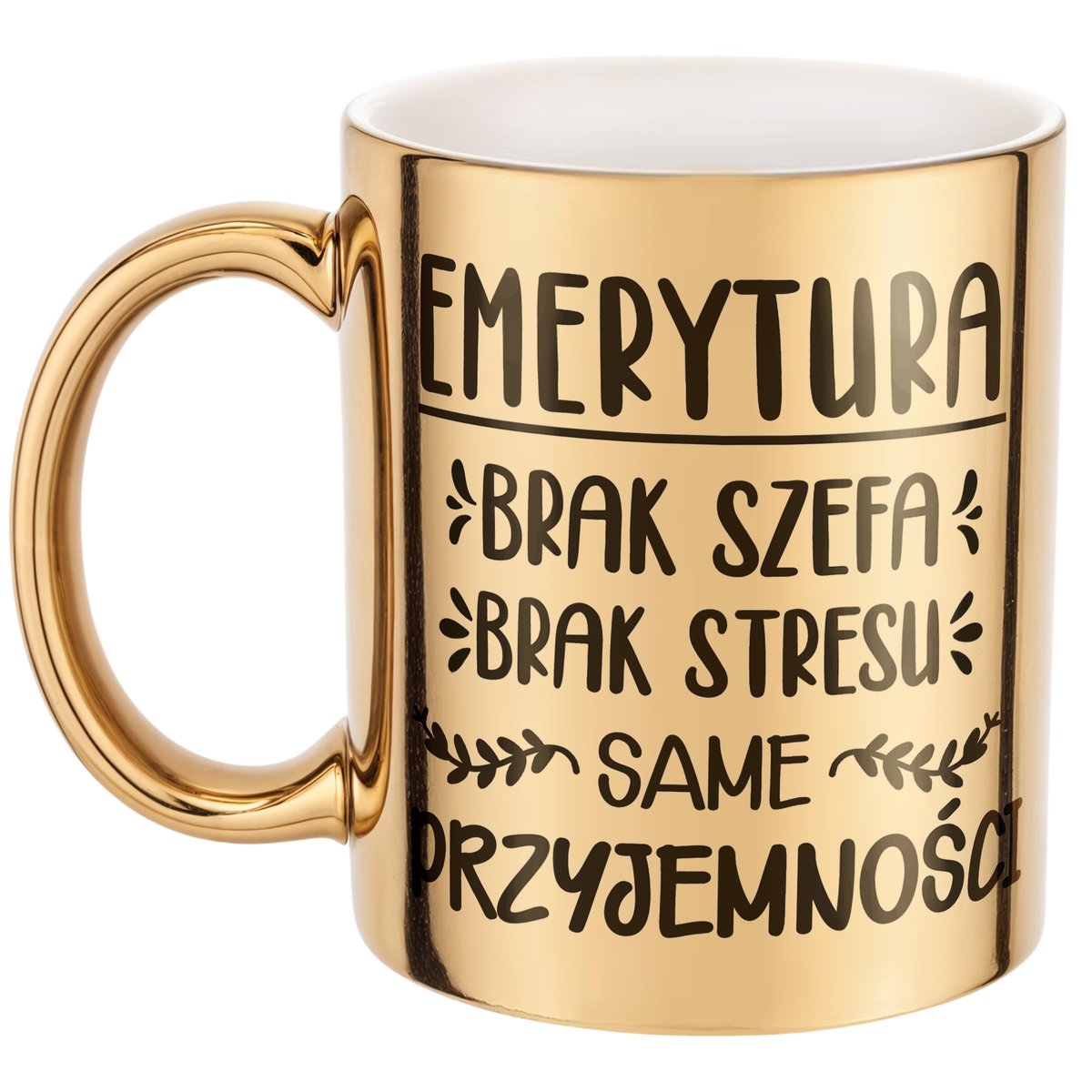 Złoty Kubek ceramiczny z okazji Emerytury Dla Emeryta Emerytki Prezent