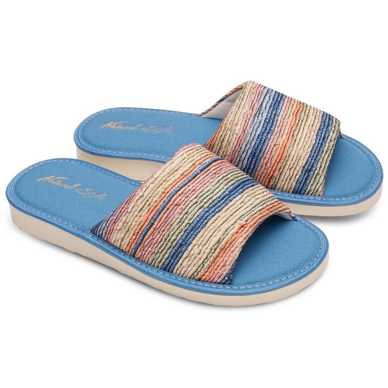 Pantofle damskie Meteor Natural Style NS-034 niebieskie R.38