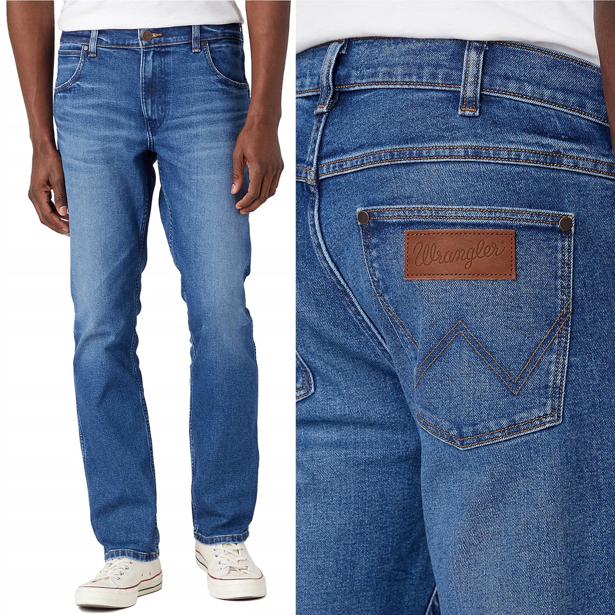 Wrangler GREENSBORO Neptun 365WARM DżINS PROSTE SPODNIE JEANSOWE W33 L36