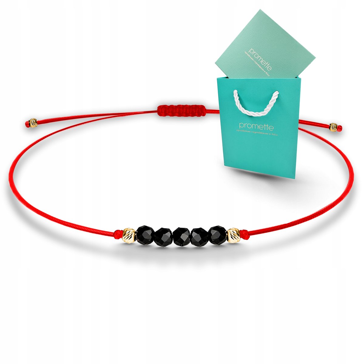 Złota bransoletka turmalin czarny naturalny srebro pozłacane 925 pudełko