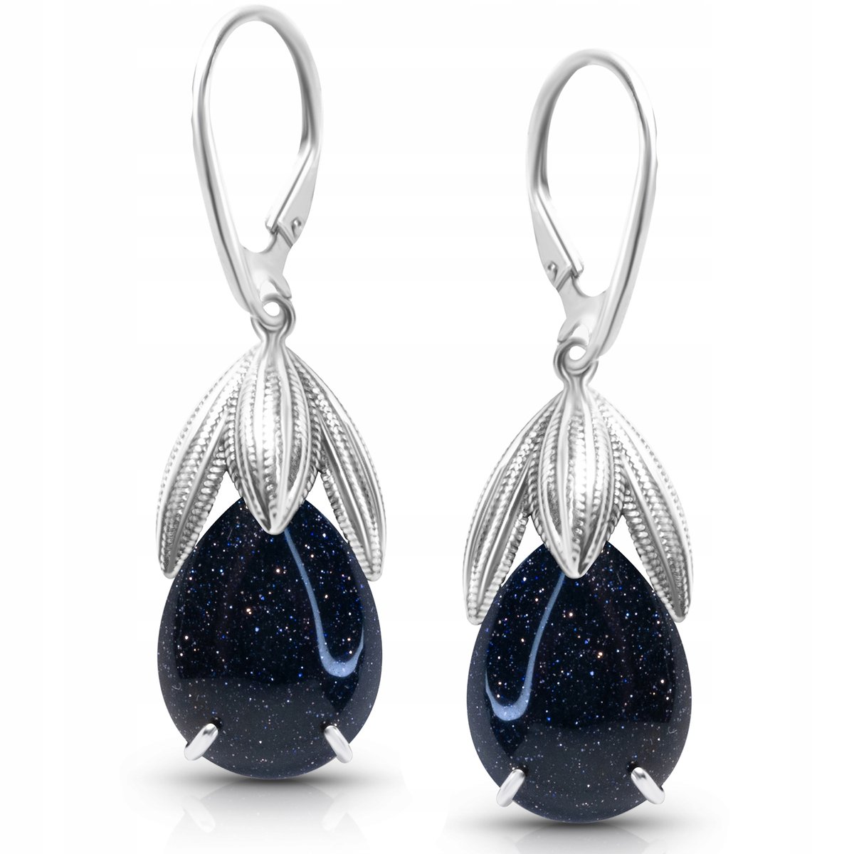 Kolczyki noc kairu srebrne artystyczne kamień biżuteria 925 pudełko