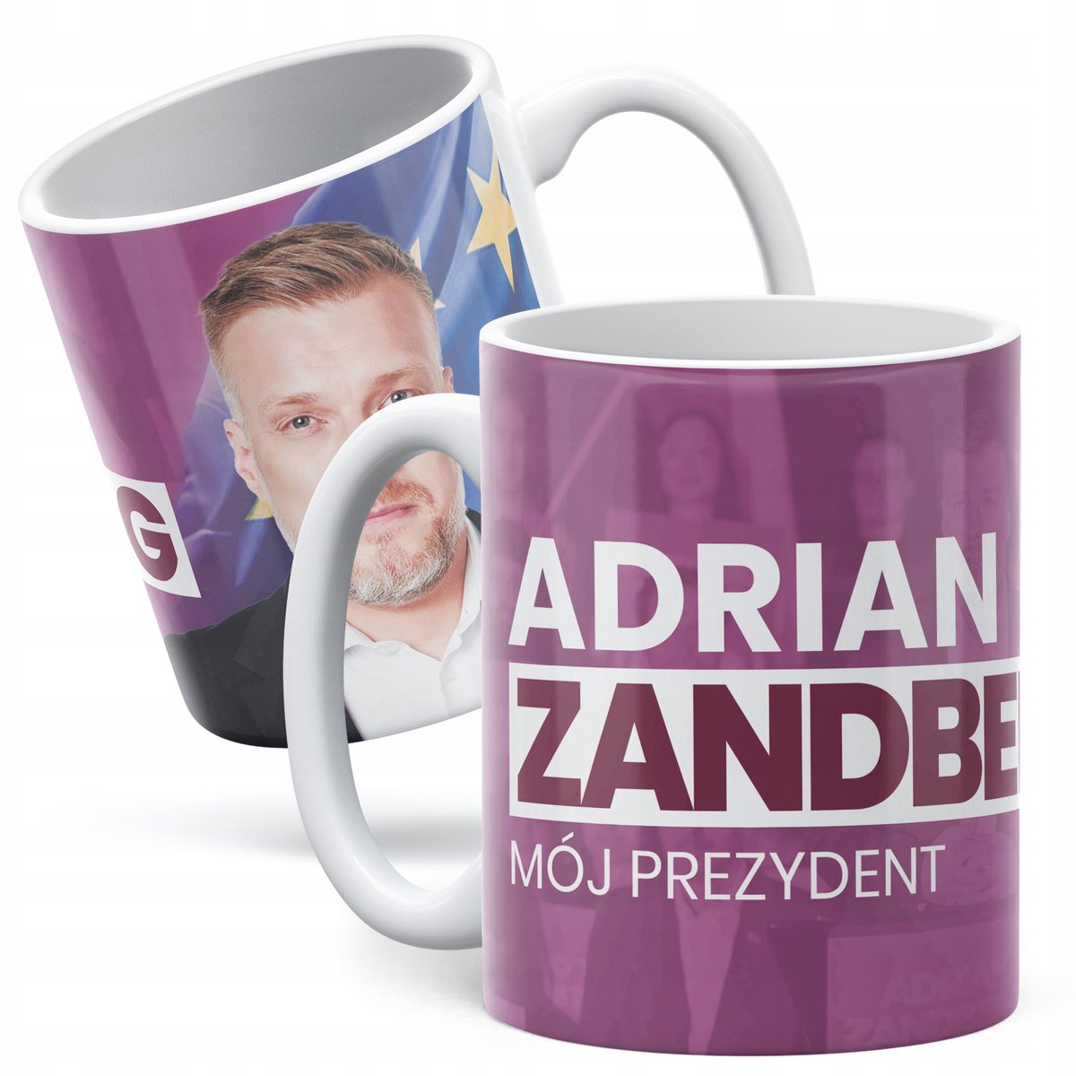 Kubek ceramiczny Adrian Zandberg Mój Prezydent #Zandberg2025 Razem