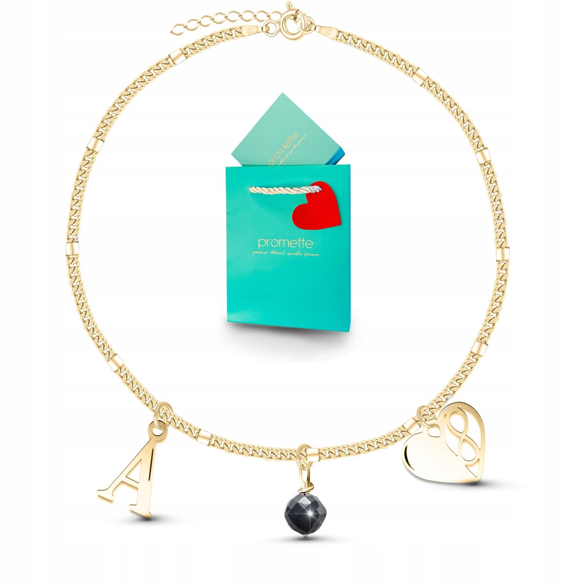 Bransoletka turmalin naturalny złota damska nieskończoność srebro 925