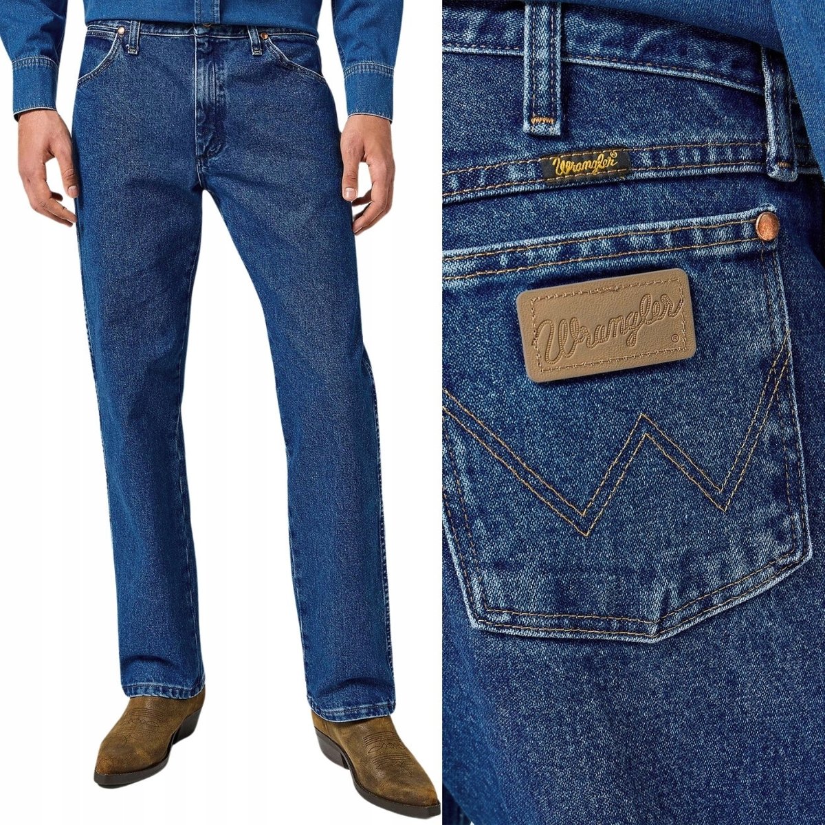 Wrangler 13MWZ Stone COWBOY CUT KLASYCZNE PROSTE SPODNIE JEANSOWE W40 L32