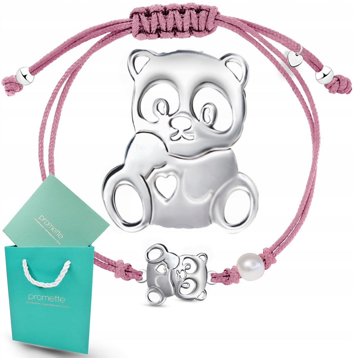 Bransoletka dla dziewczynki panda srebrna 925 bransoletki dla dziewczynek